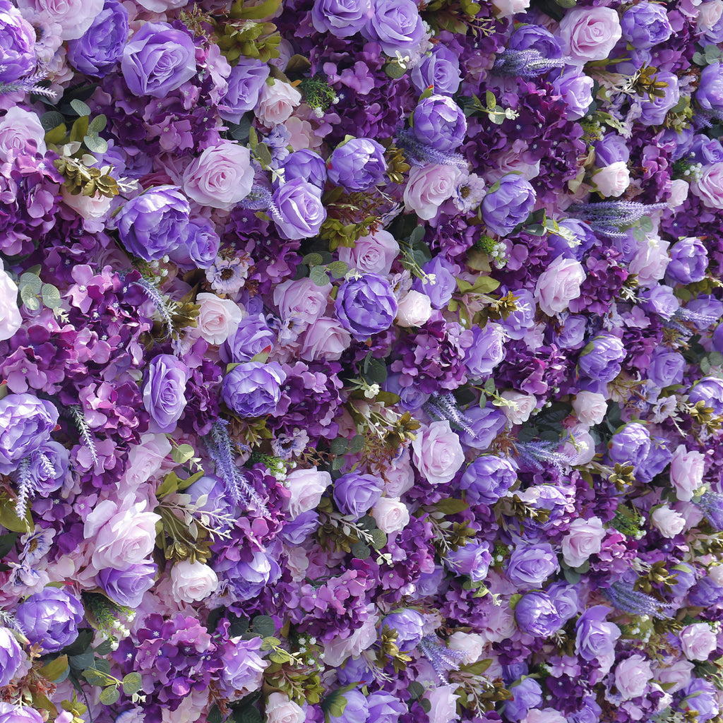 Atlasflowerswall 5D Purple Rose and Hydrangea Flower Wall Recessed Wedding Party Decoration Background