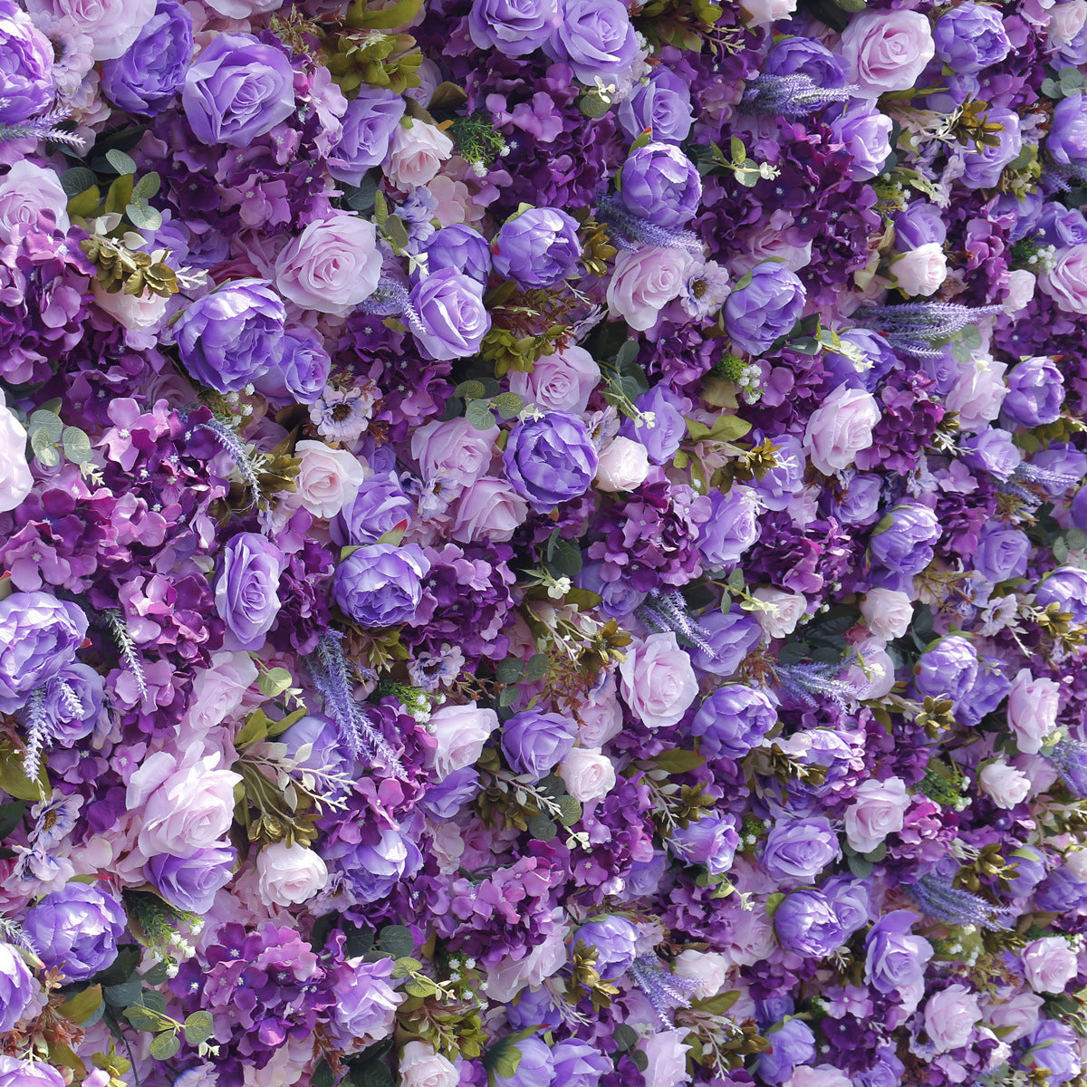 Atlasflowerswall 5D Purple Rose and Hydrangea Flower Wall Recessed Wedding Party Decoration Background