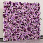 3D Purple Rose & Hydrangea Artificial Flower Wall Backdrop for Wedding & Event Decor