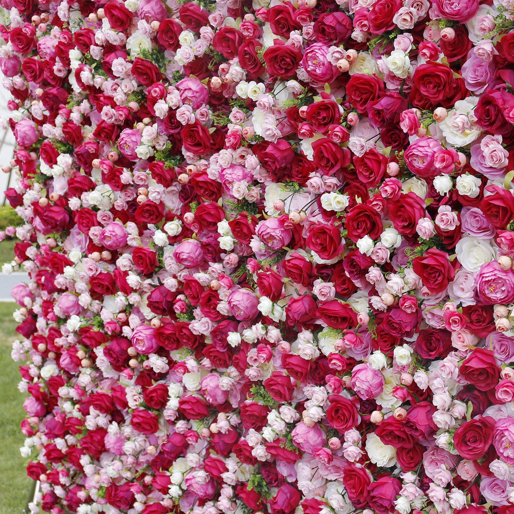 5D Red and Pink Rose Flower Wall Backdrop for Wedding Party Decoration