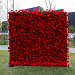 Atlasflowerswall 5D Silk Red Rose Roller Blind Flower Wall for Wedding Party Decor