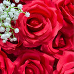 Luxury Heart-Shaped Red Rose Floral Arch with Baby's Breath