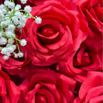 Luxury Heart-Shaped Red Rose Floral Arch with Baby's Breath