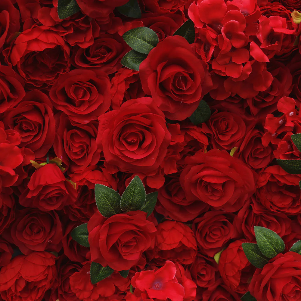 3D Artificial Fabric Red Rose & Hydrangea Flower Wall Backdrop for Wedding & Party Decor