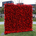 Atlasflowerswall 5D Silk Red Rose Roller Blind Flower Wall for Wedding Party Decor
