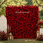 Atlasflowerswall 5D Silk Red Rose Roller Blind Flower Wall for Wedding Party Decor