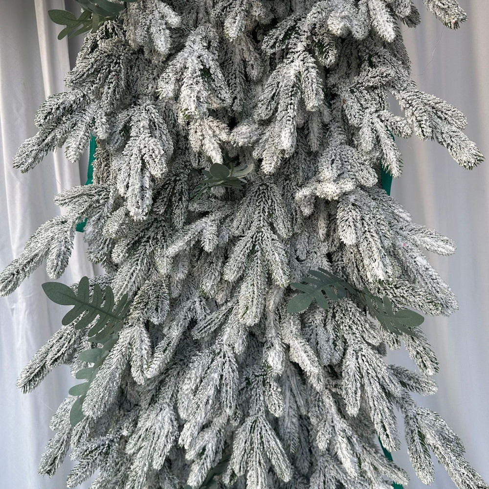 5D Snow Flocked Christmas Arch Backdrop for Holiday Event Decor