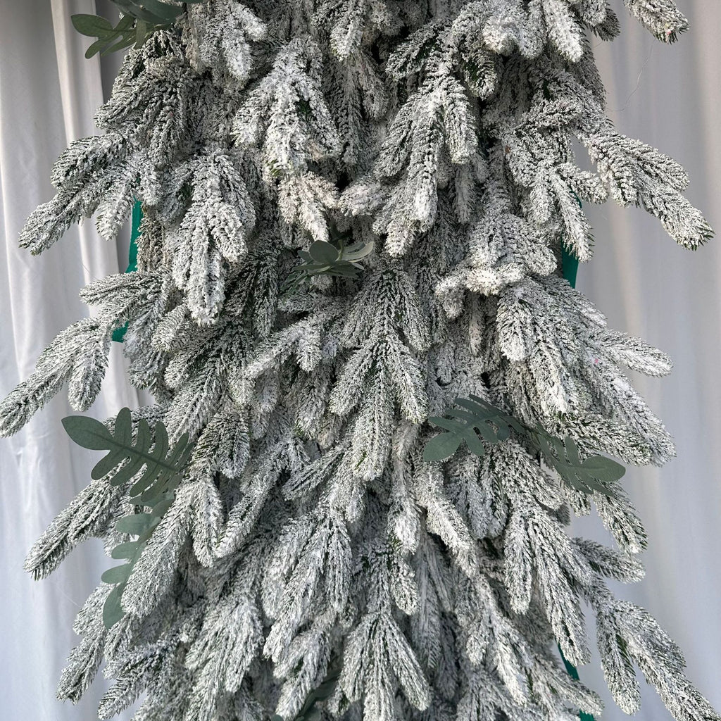 5D Snow Flocked Christmas Arch Backdrop for Holiday Event Decor