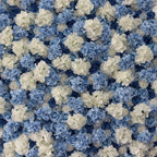 Atlasflowerswall Premium 3D White & Blue Hydrangea Fabric Roll Up Flower Wall Backdrop