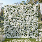 Atlasflowerswall 5D White & Champagne Rose Artificial Flower Wall