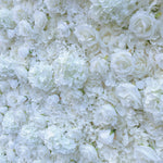 Atlasflowerswall 3D White Hydrangea & Rose Artificial Flower Wall Roll-Up Backdrop for Wedding Decor