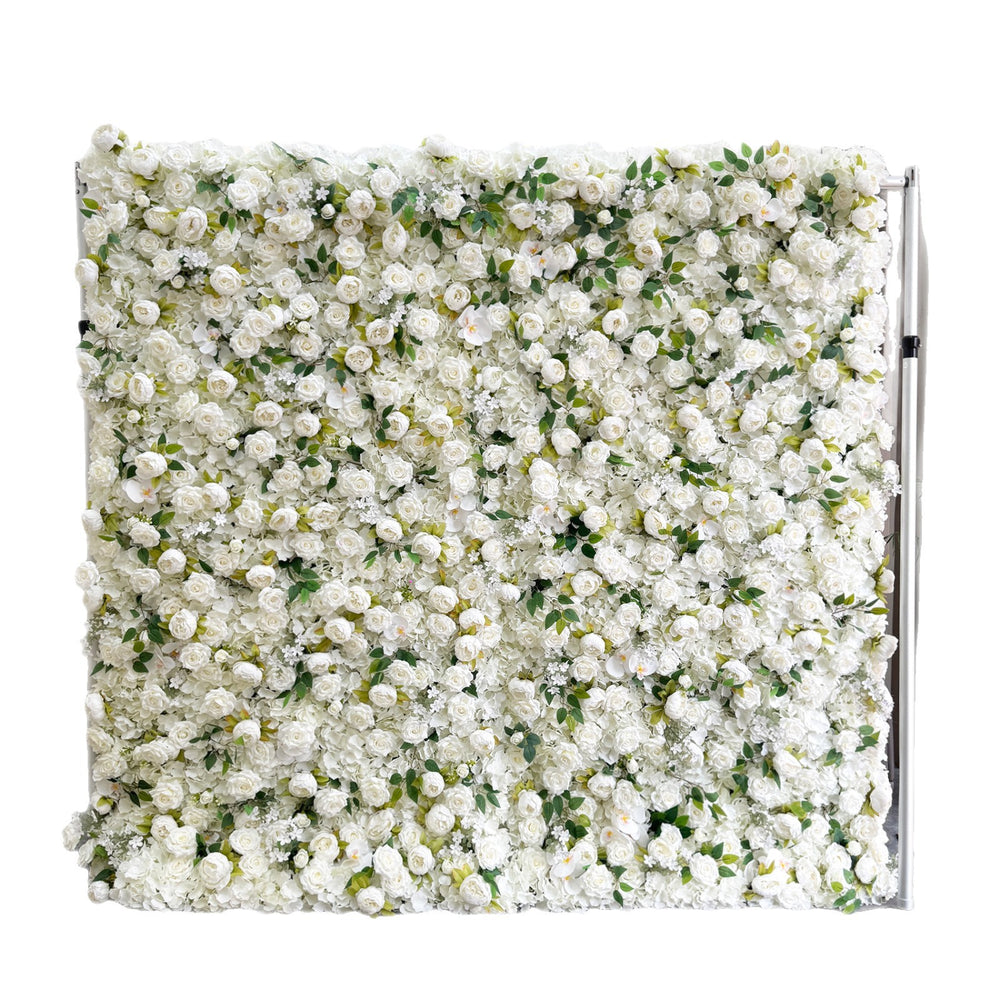 Atlasflowerswall 5D White Rose and Peony Roller Blind Flower Wall Wedding Party Backdrop Decoration