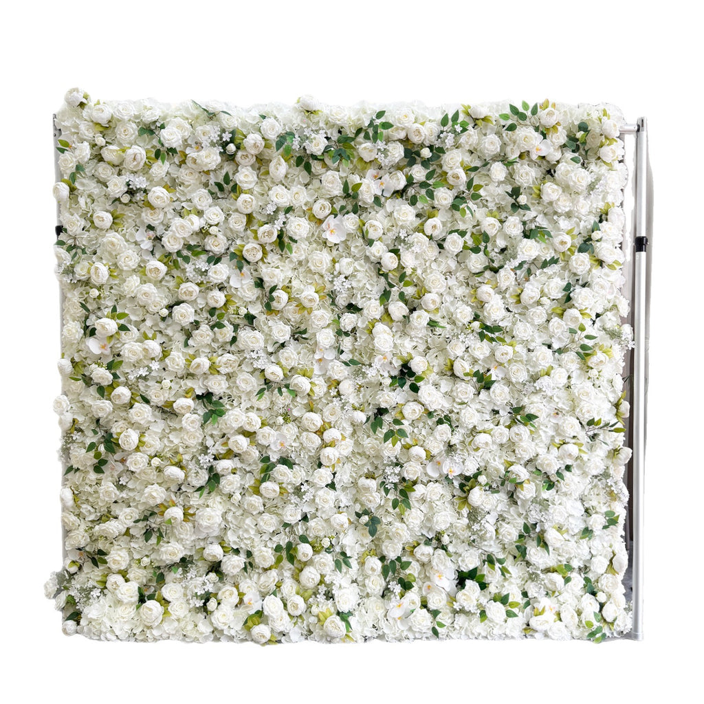 Atlasflowerswall 5D White Rose and Peony Roller Blind Flower Wall Wedding Party Backdrop Decoration