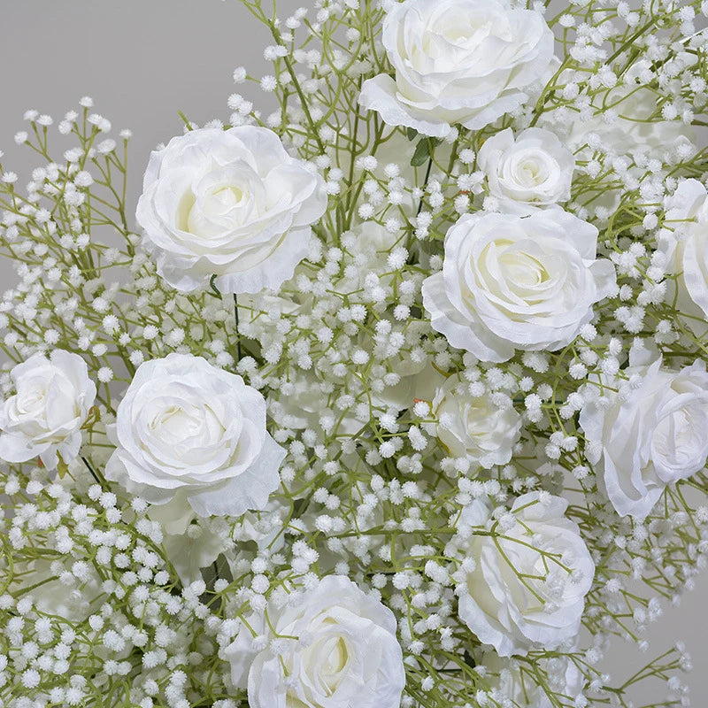 White Rose & Baby's Breath Horn Arch Wedding Backdrop