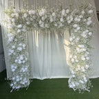 Atlasflowerswall Baby's Breath & White Rose Square Arch Backdrop for Wedding Ceremony & Events