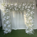Atlasflowerswall Baby's Breath & White Rose Square Arch Backdrop for Wedding Ceremony & Events