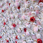 3D White Rose with Blush Pink Artificial Flower Wall Backdrop for Wedding & Event Decor