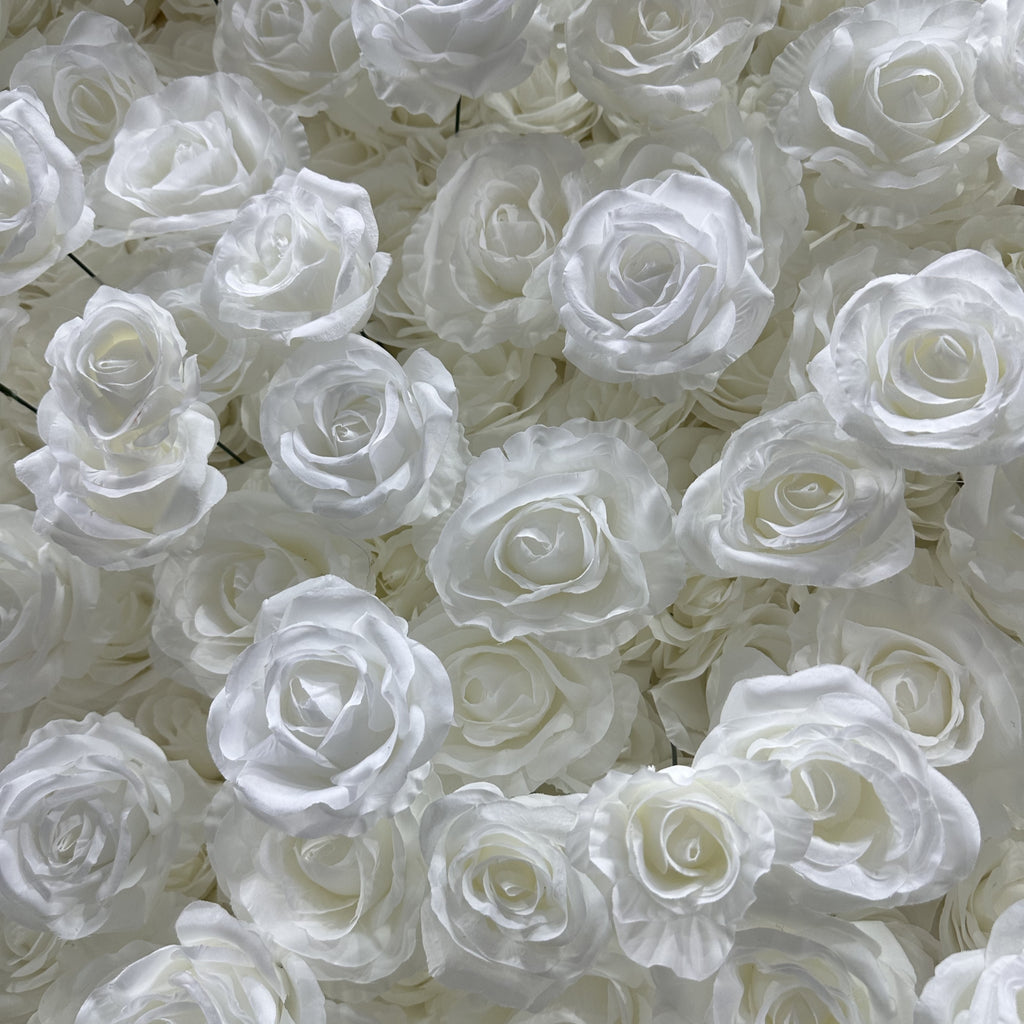Atlasflowerswall 5D White Rose Fabric Artificial Flower Wall Wedding Event Backdrop