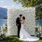 5D White Rose Fabric Artificial Flower Wall Wedding Event Backdrop
