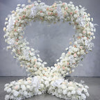 White Rose Fabric Heart Shaped Artificial Flower Arch for Proposal & Engagement Decor