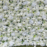 3D White Rose Artificial Fabric Backdrop Rolling Up Curtain Flower Wall - Wedding Decoration