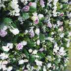 Atlasflowerswall 5D White Rose & Green Leaf Artificial Flower Wall – Birthday Party Backdrop Decor