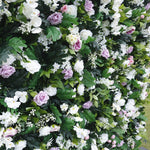 Atlasflowerswall 5D White Rose & Green Leaf Artificial Flower Wall – Birthday Party Backdrop Decor