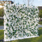 Atlasfflowerswall 5D White Rose Green Leaf Flower Wall Backdrop for Event & Party Decoration