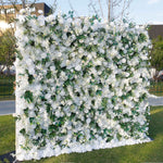 Atlasfflowerswall 5D White Rose Green Leaf Flower Wall Backdrop for Event & Party Decoration