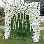 White Rose Greenery Artificial Flower Wall Backdrop for Wedding & Event Decor