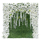 White Rose Greenery Artificial Flower Wall Backdrop for Wedding & Event Decor