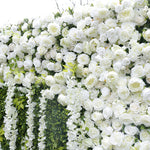 White Rose Greenery Artificial Flower Wall Backdrop for Wedding & Event Decor