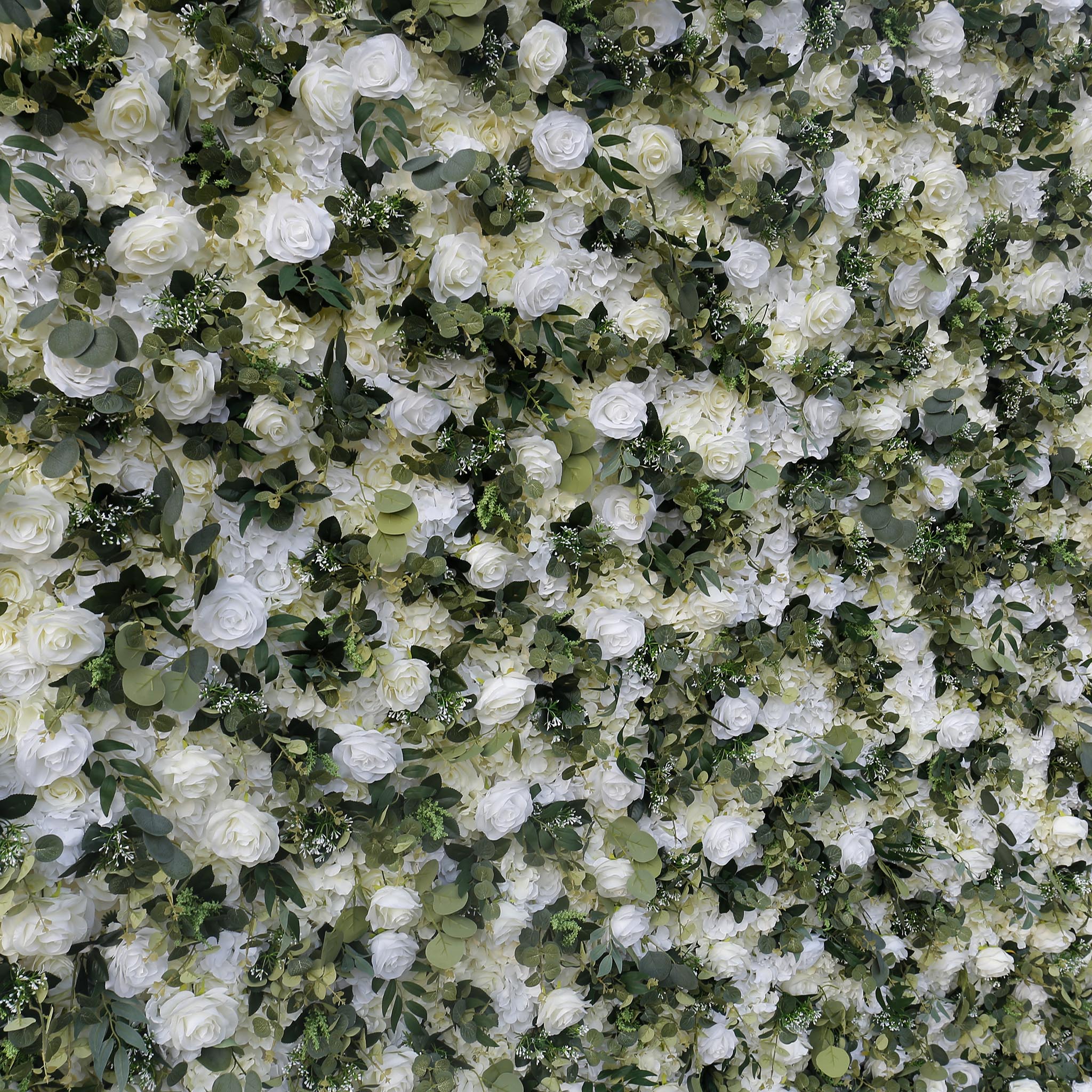 3D White Rose Greenery Fabric Flower Wall Backdrop for Event & Party Decor