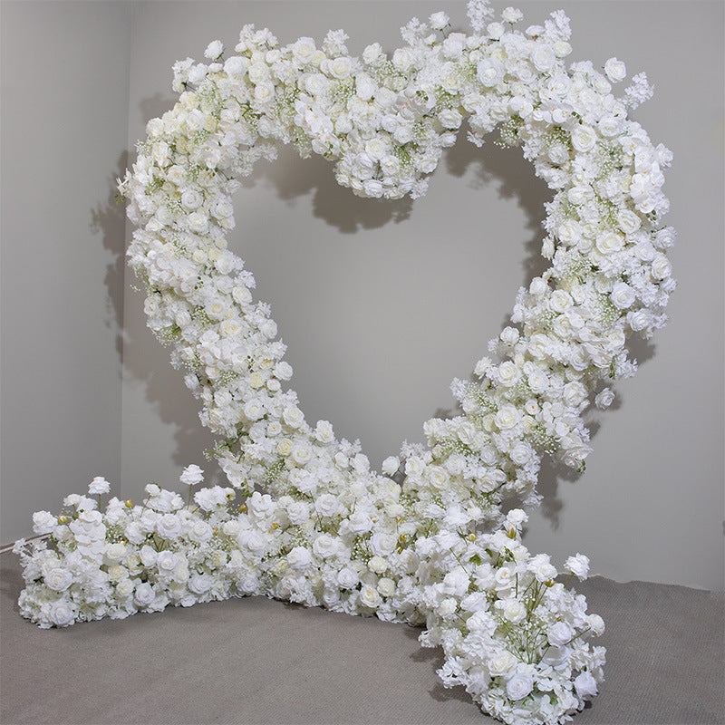 Atlasflowerswall White Rose Heart Shape Arch Fabric Backdrop Proposal Engagement Decor