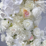 White Rose Fabric Heart Shaped Artificial Flower Arch for Proposal & Engagement Decor