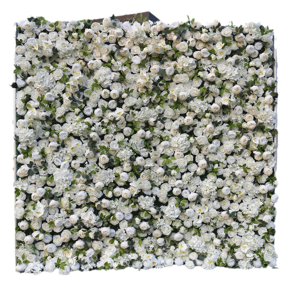 Premium 5D White Rose & Hydrangea Flower Wall Greenery Backdrop for Wedding Event Decor