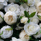 Atlasflowerswall Premium 5D White Rose & Hydrangea Flower Wall Greenery Backdrop for Wedding Event Decor