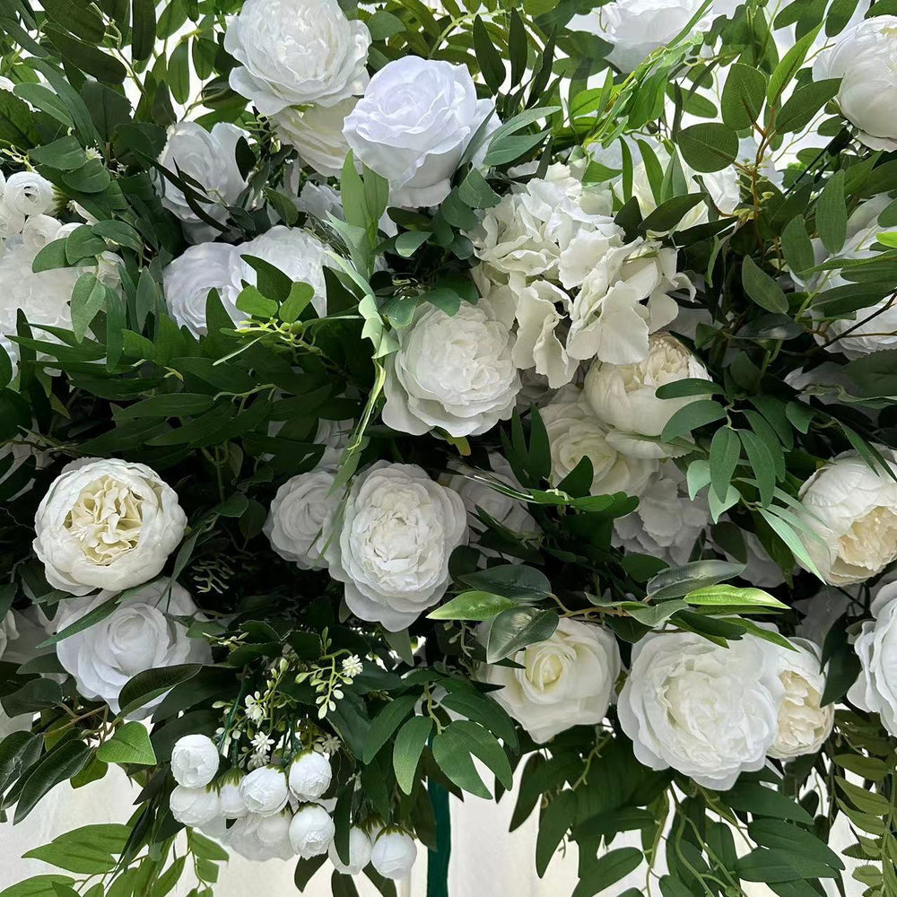 Premium White Rose Square Wedding Arch Backdrop with Greenery for Ceremony & Reception