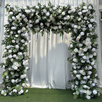 Premium White Rose Square Wedding Arch Backdrop with Greenery for Ceremony & Reception