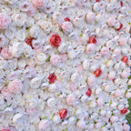 3D White Rose with Blush Pink Artificial Flower Wall