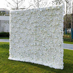 3D White Roses Fabric Artificial Rolling Up Curtain Flower Wall for Wedding & Event Decor